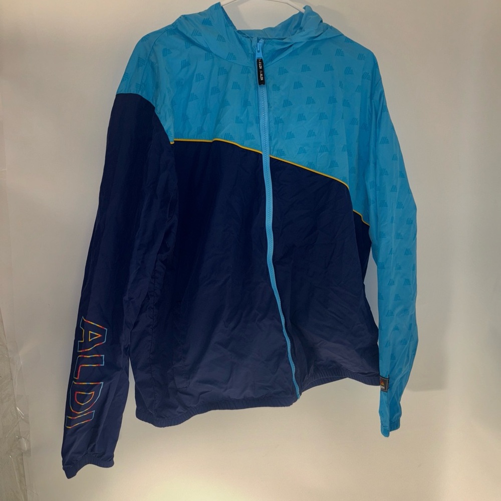 Aldi’s size large dark blue and light blue jacket